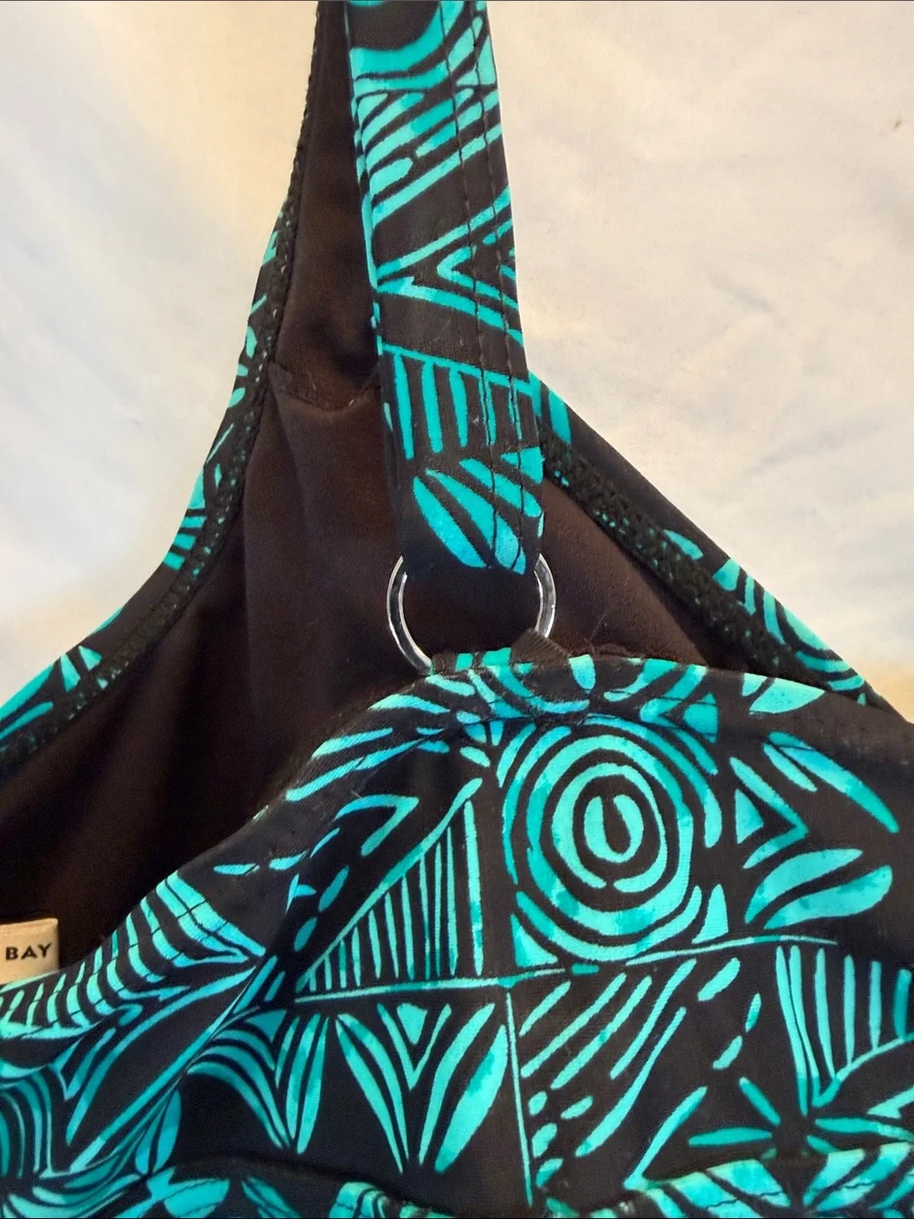 St John’s Bay Swim Top only. Teal & Black, Plus SZ 22, PTP 22”, Padded, (T1-365)